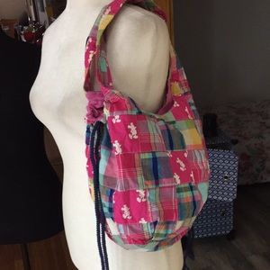 Disney  Parks Mickey Mouse  Pink Plaid Madrid Plaid Fabric Patchwork Bag
